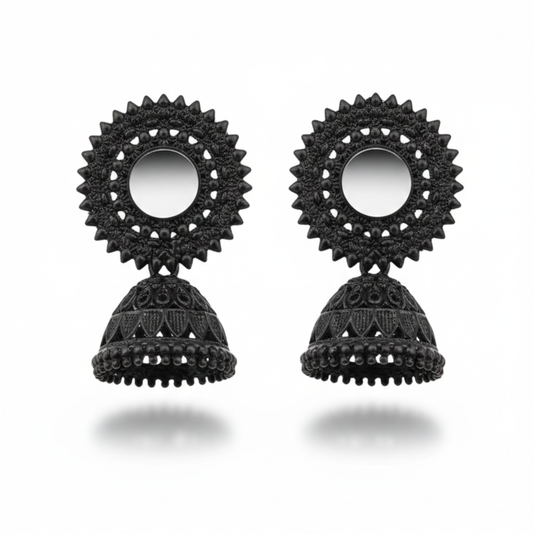 Vintage Black Oxidized Jhumka Earrings – Ethnic Afghan Style Statement Jhumkay for Women