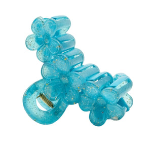 Matte midnight blue floral hair claw clip with a strong grip for thick and thin hair — Applique Threads.