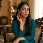 Detailed macro shot of artificial antique gold jhumkay, showcasing the carved floral stud and the cluster of champagne pearl beads at the base.