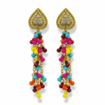 Multicolor Beaded Gold - Plated Jhumka Earrings – Traditional Festive Jhumkay for Women - Applique Threads