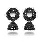 Vintage Black Oxidized Jhumka Earrings – Ethnic Afghan Style Statement Jhumkay for Women - Applique Threads